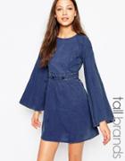 Vero Moda Tall Denim Shift Dress With Buckle Detail - Blue