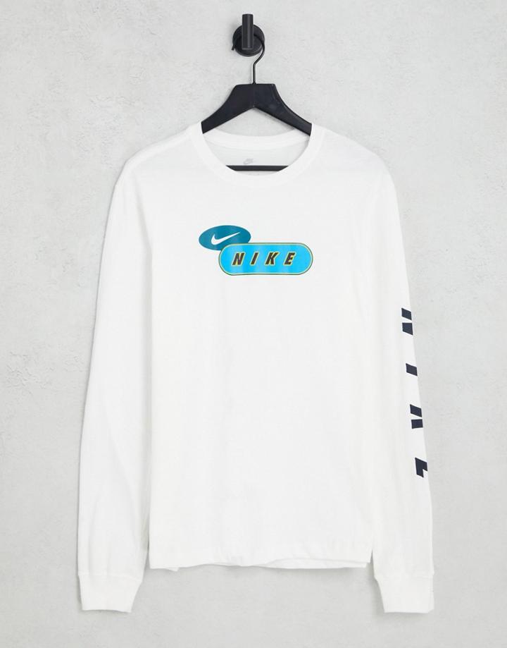 Nike Hbr Logo Long Sleeve T-shirt In White