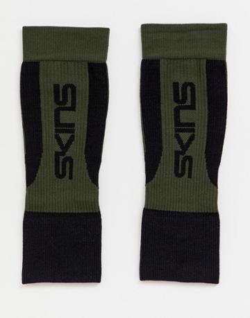 Skins Running Seamless Calf Tights In Khaki - Green