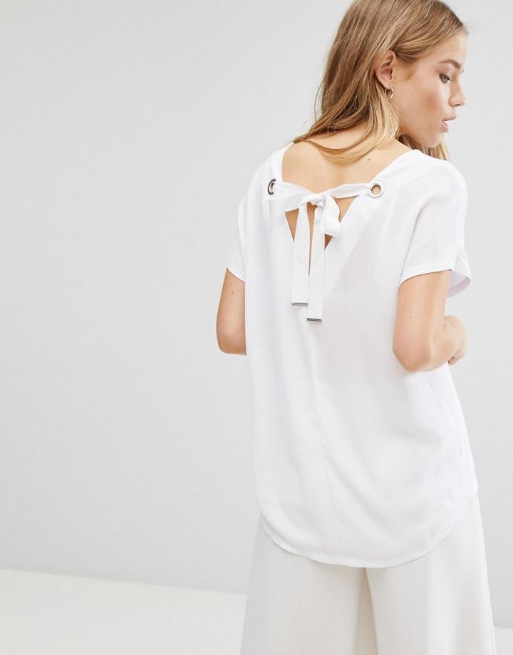 New Look Tie Back T-shirt - Cream