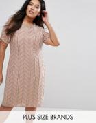 Lovedrobe Luxe All Over Embellished Shift Dress - Pink