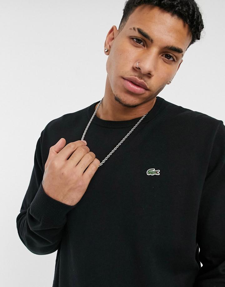 Lacoste Mens Cotton Knit Sweater-black