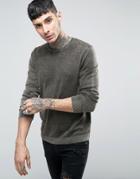 Asos Crew Neck Sweater In Acid Wash Black Cotton - Black