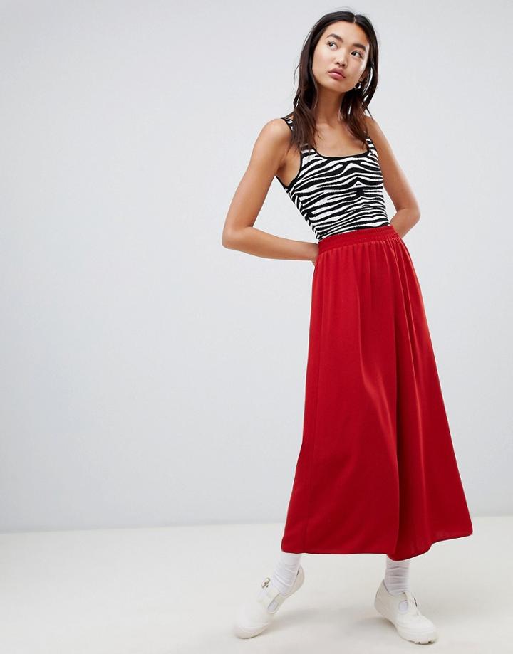 Asos Design Tailored Easy Elasticated Waist Soft Culottes-brown