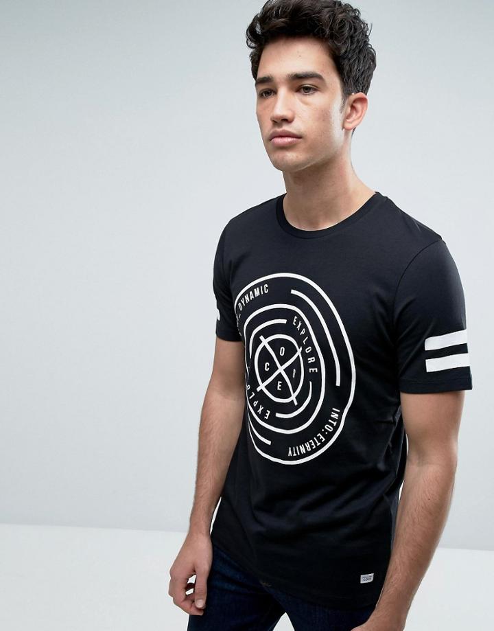 Jack & Jones Core T-shirt With Front And Arm Prints - Black