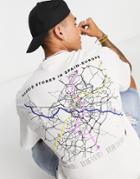 Pull & Bear City Map Print %-shirt In White-orange