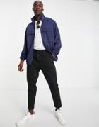 Asos Design Scuba Jacket With Chest Pockets In Navy