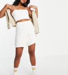 Topshop Petite Cable Knit Shorts In Cream - Part Of A Set-white
