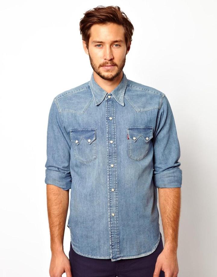 Levis Vintage Denim Shirt 1950 Sawtooth Slim Fit