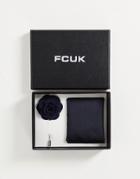 French Connection Pocket Square And Lapel Pin Set-navy