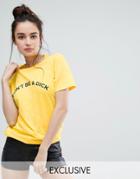 Adolescent Clothing Boyfriend T-shirt With Don't Be A Dick Print - Yellow
