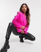 River Island Double Breasted Nipped Waist Blazer In Pink