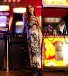 Reclaimed Vintage X Stranger Things Mesh Midi Dress In Mono Hell Fire Print-multi
