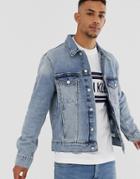 Calvin Klein Jeans Denim Trucker Jacket In Mid Wash-blue