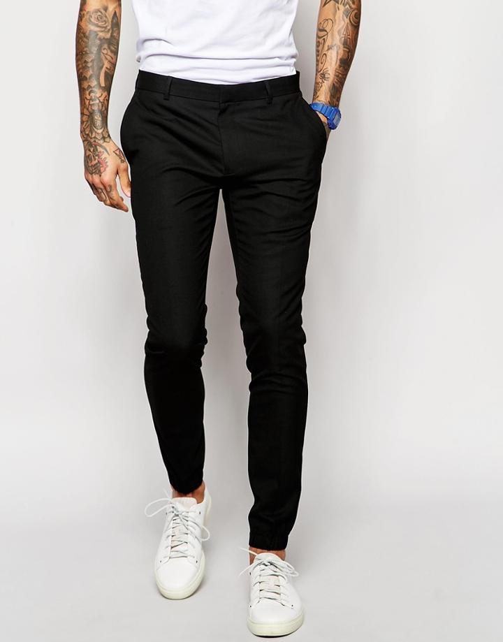 Asos Super Skinny Smart Joggers In Black - Black