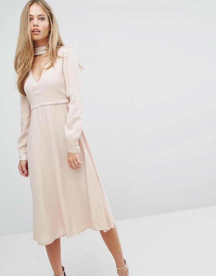 Max & Co Perlage V Neck Choker Dress - Pink