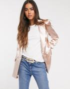 Skylar Rose Longline Blazer In Hammered Satin-pink