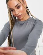Nike Training Long Sleeve Mesh Top In Gray-grey