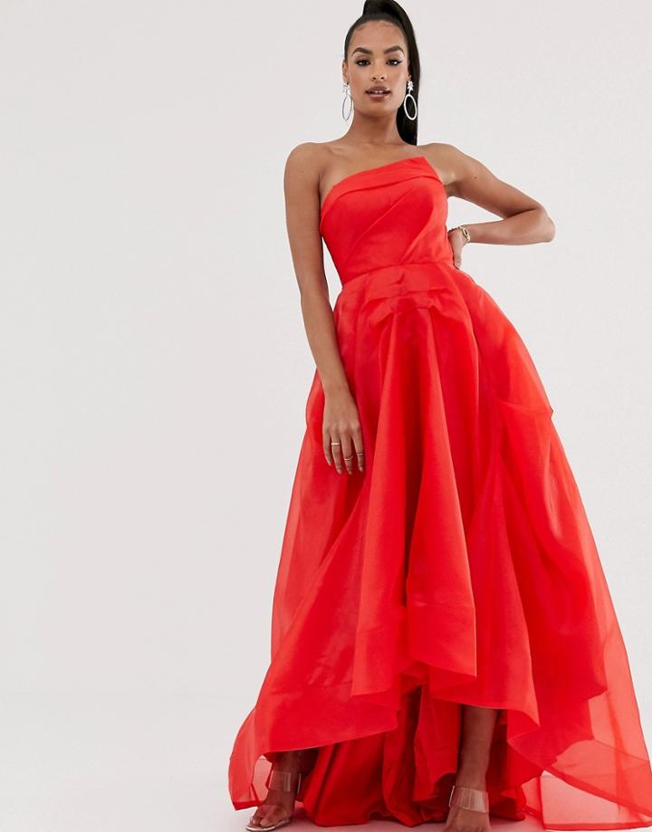Bariano Full Maxi Dress With Organza Bust Detail In Red
