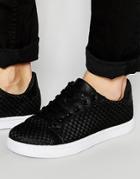 Asos Trainers In Black Woven Textile - Black
