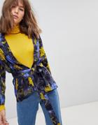 Selected Sonja Floral Tie Kimono Top - Blue
