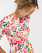 Asos Design Wiggle Mini Dress In Floral Print-multi