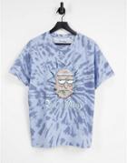 Pull & Bear Rick And Morty T-shirt In Light Blue Tie Dye-grey
