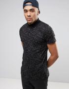 Asos Muscle Polo Shirt In Textured Inject Rib - Gray
