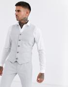 Asos Design Wedding Super Skinny Suit Suit Vest In Ice Gray Micro Texture-grey