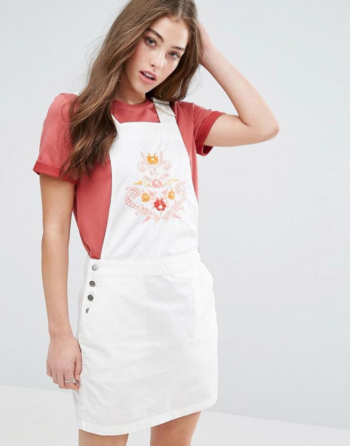 Vero Moda Florence Embroidered Overall Mini Dress - White