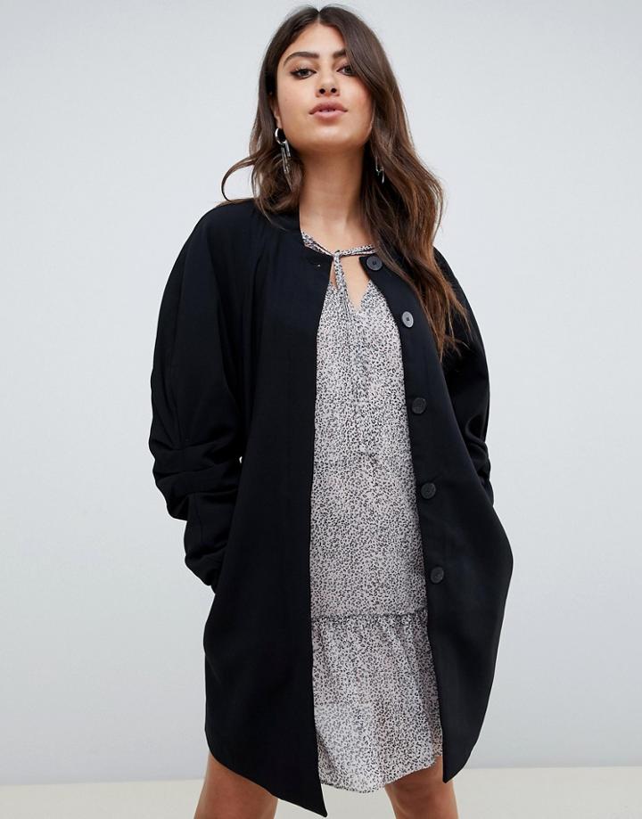 Vero Moda Coat With Volumous Sleeves-black