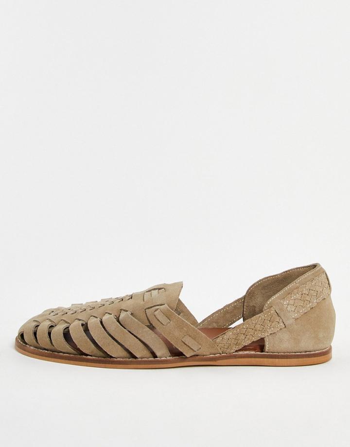 Asos Design Fisherman Sandals In Stone Suede-neutral