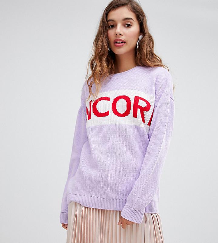 Willow & Paige Oversized Sweater With Encore Slogan - Purple