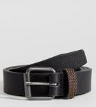 Heart & Dagger Leather Belt With Tweed Loop - Black