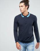 Ellesse Italia Knitted Long Sleeve Polo Shirt - Navy