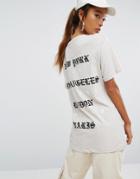 Criminal Damage Oversized T-shirt With Back Type Print - Cream
