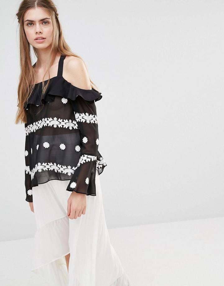 Endless Rose Cold Shoulder Embriodered Top