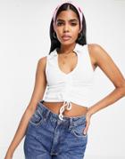 New Look Ruched Front Collared Tank In White