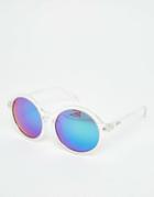 Monki Round Sunglasses With Reflective Lenses - White