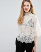Ganni Parker Lace Top In White - White