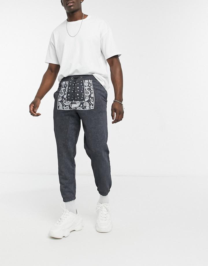 Night Addict Sweatpants With Paisley Patch In Black
