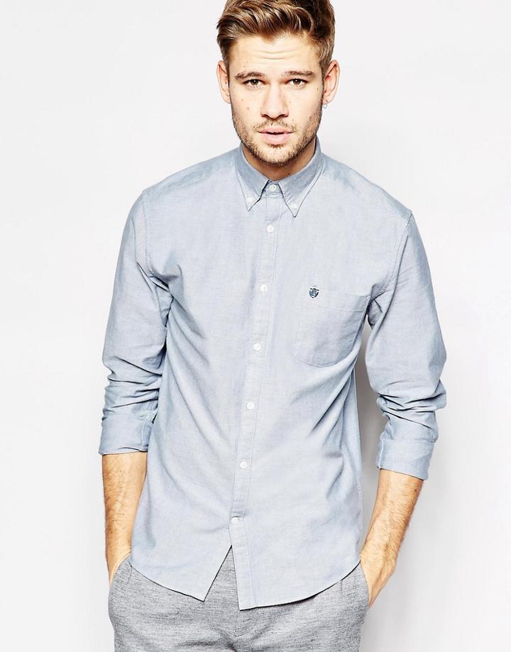 Selected Homme Oxford Shirt In Regular Fit - Dusty Blue