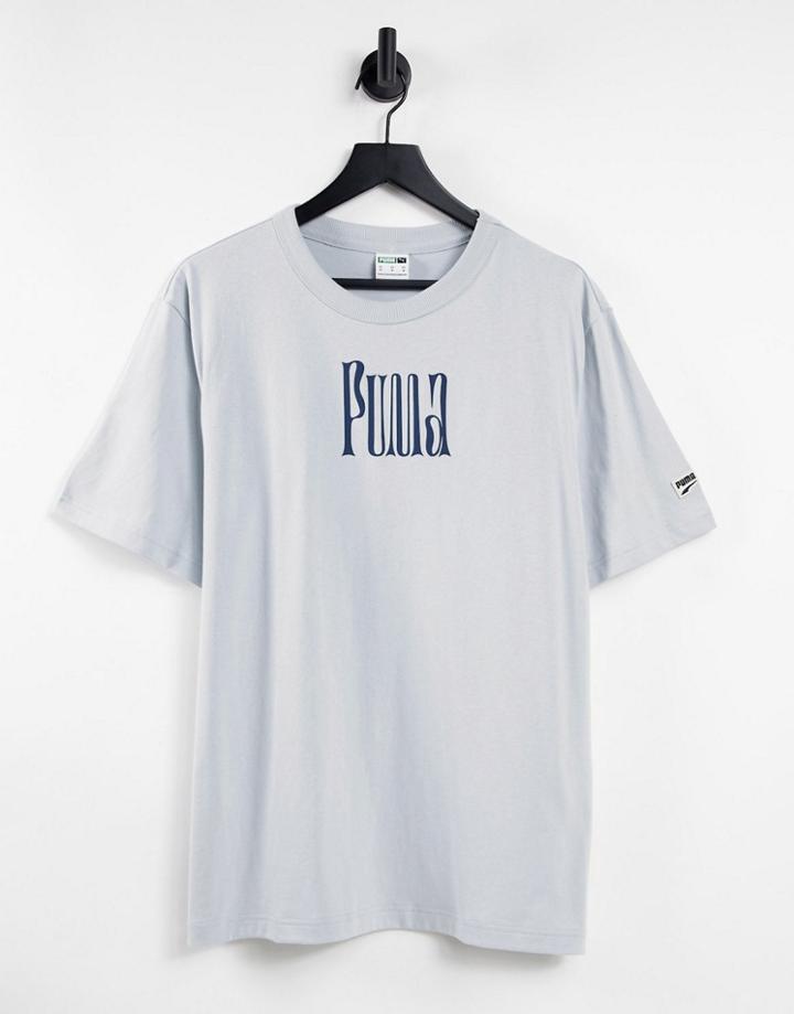 Puma Downtown Graphic Logo T-shirt In Gray