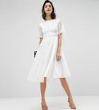 Asos Premium Satin Pleat Detail Dress With Detachable Bralette-white
