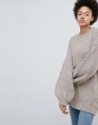 Weekday Super Oversize Knit Sweater With Balloon Sleeve - Cream