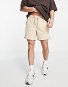 Jack & Jones Intelligence Chino Short With Elastic Waist In Beige-neutral