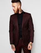 Asos Slim Suit Jacket In Tonic - Burgundy