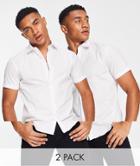 Jack & Jones 2 Pack Smart Shirt With Short Sleeves In Slim Fit White