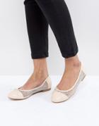 Asos Light Show Crystal Ballet Flats - Beige