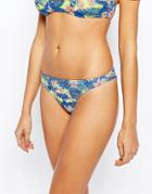 Asos Mix And Match Tropic Floral Print Micro Ruched Brazilian Bikini Bottom - Floral Tropic